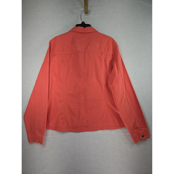 LL Bean Field Jacket Womens XL Coral Salmon Pink Canvas Cotton Zip Vintage 90s - Picture 7 of 12